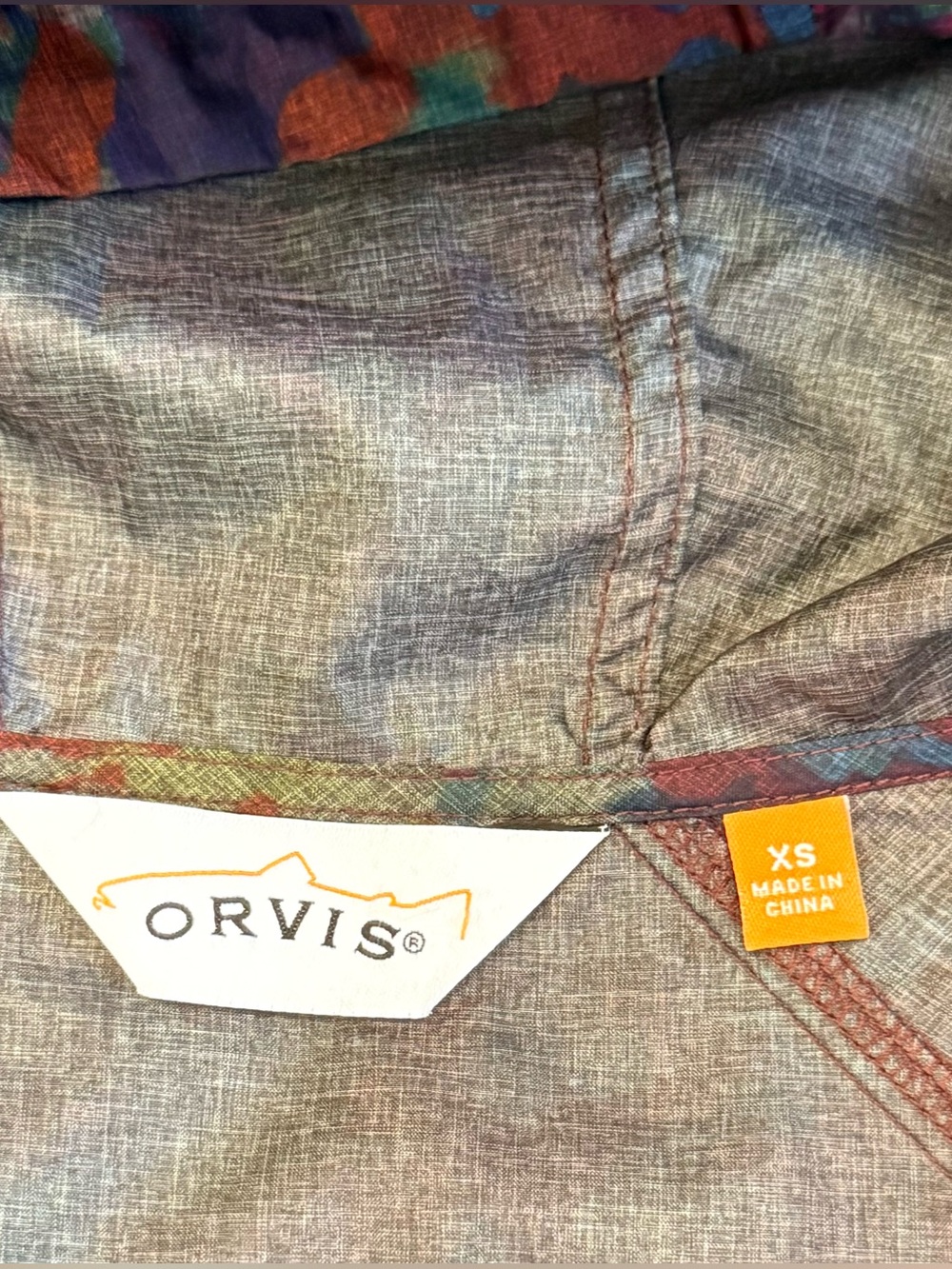 Orvis | Floral 1/4 Zip Hooded Windbreaker Pullover Jacket XS - Picture 4 of 6